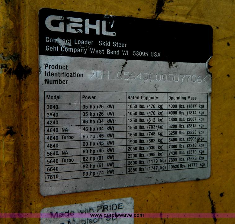 image for item G7512 2006 Gehl 5640 skid steer