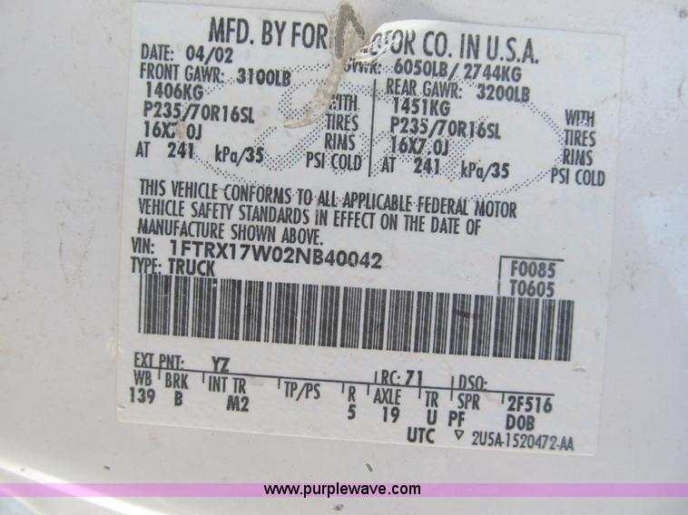 image for item B2914 2002 Ford F150 XLT SuperCab pickup truck