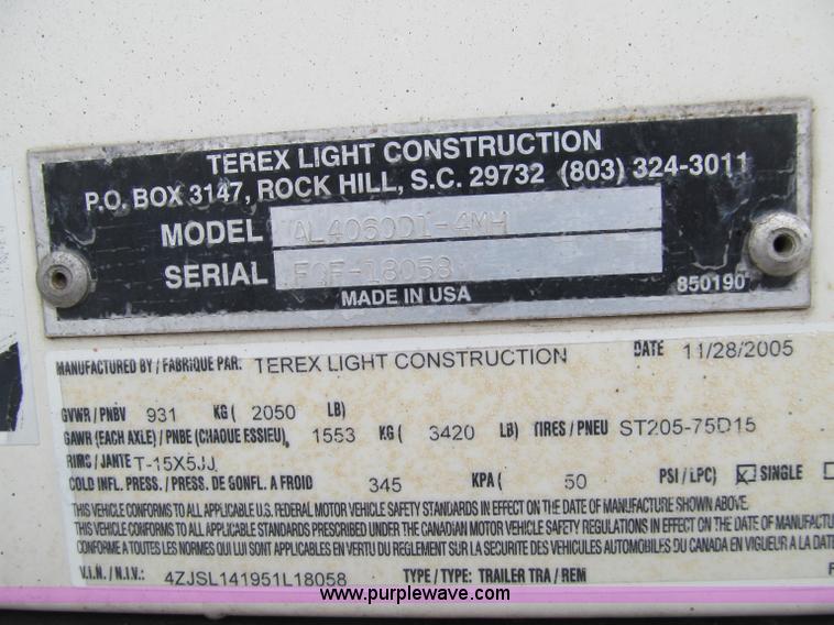 image for item D7005 2005 Terex Amida portable light tower