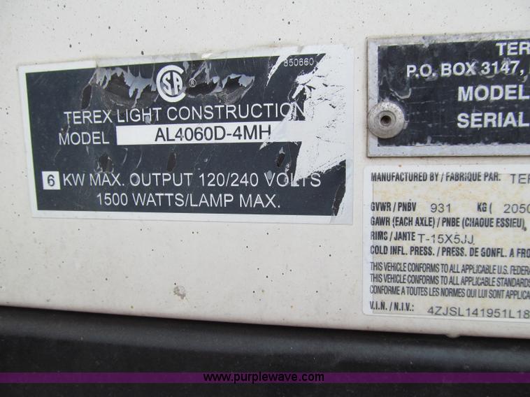 image for item D7005 2005 Terex Amida portable light tower