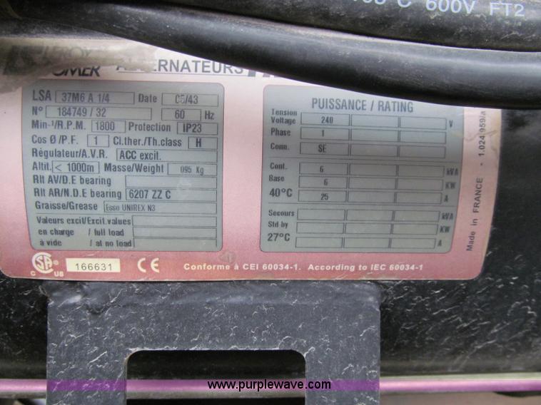 image for item D7005 2005 Terex Amida portable light tower