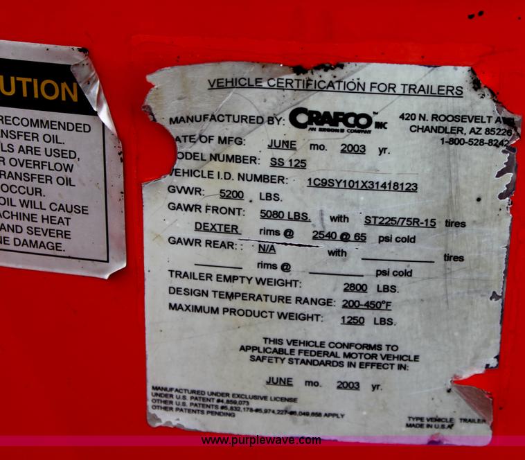 image for item B7415 2003 Craft Co SS-125 crack seal machine