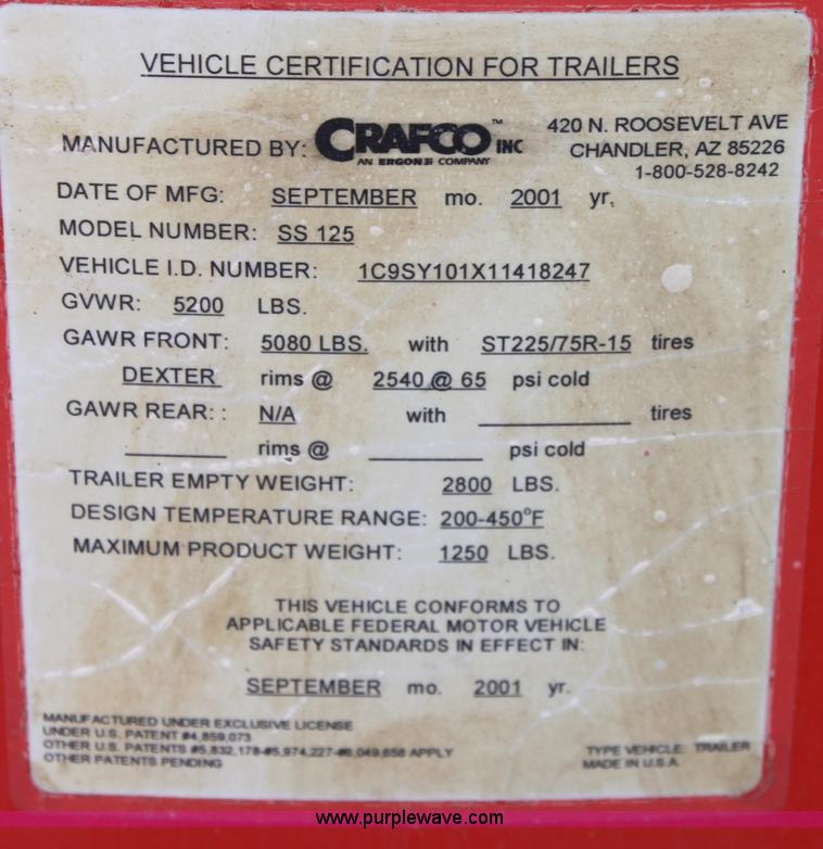 image for item E4099 2001 Craft Co SS-125 crack seal machine