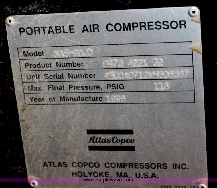 image for item E4162 1998 Atlas Copco XAS 90 JD air compressor