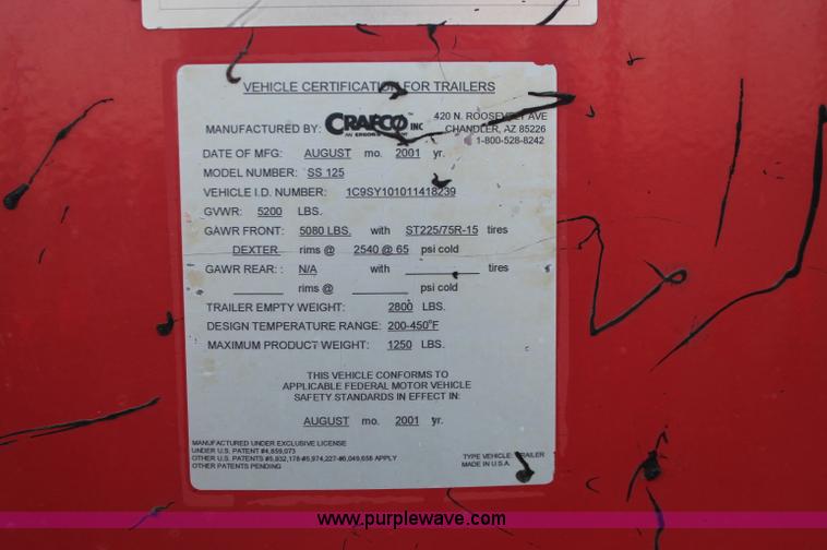 image for item F6163 2001 Craft Co SS-125 crack seal machine