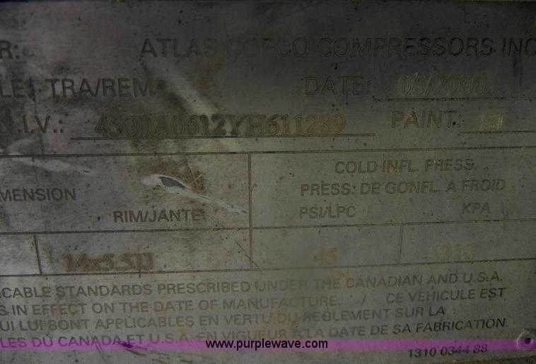 image for item D4908 2000 Atlas portable air compressor