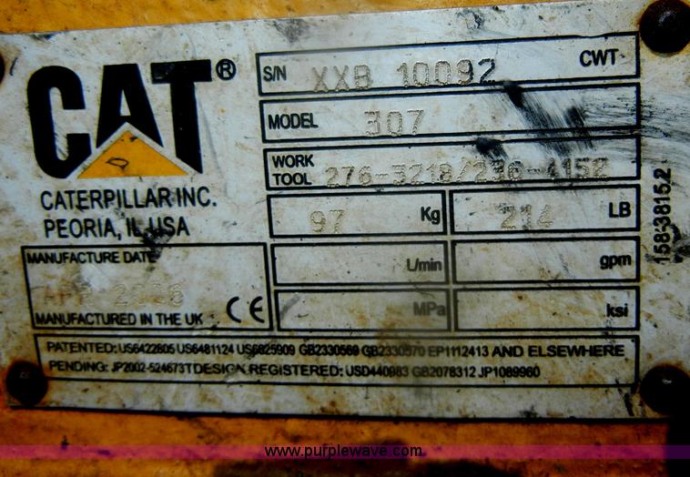 image for item D4922 Caterpillar 307C mini excavator