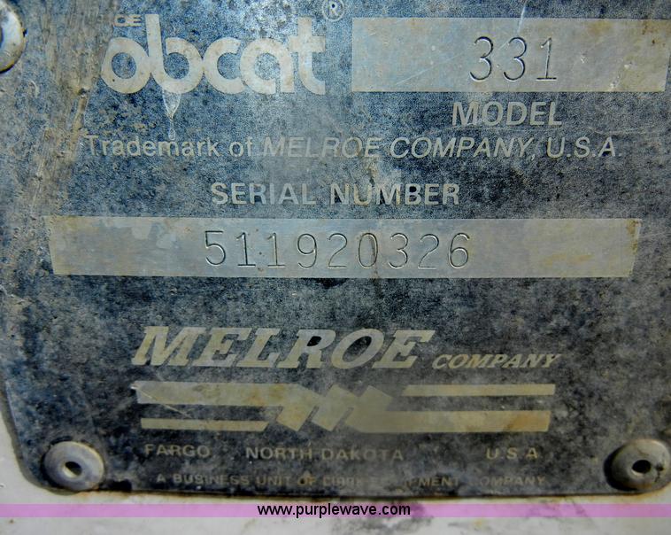 image for item D4923 1994 Bobcat 331 compact excavator