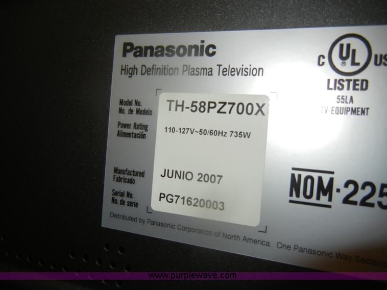 image for item C9917 Panasonic 58" plasma television