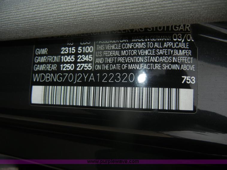 image for item D4730 2000 Mercedes Benz S430