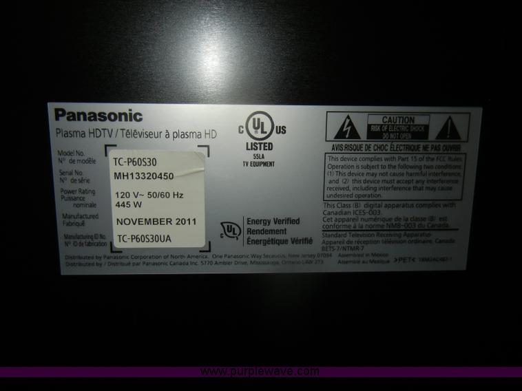 image for item F9237 Panasonic 60" plasma television