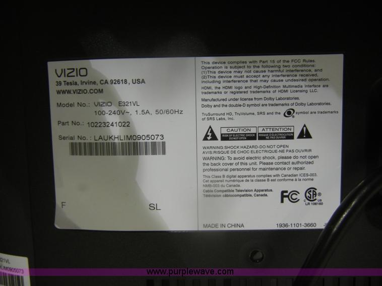 image for item F9238 Vizio 32" television