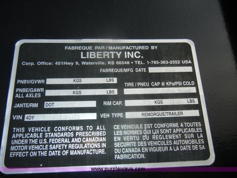 image for item D4740 2006 Liberty Travalong tandem axle gooseneck trailer