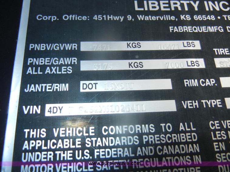 image for item D4740 2006 Liberty Travalong tandem axle gooseneck trailer