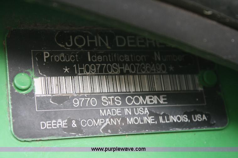 image for item E5002 2010 John Deere 9770 STS RWA combine