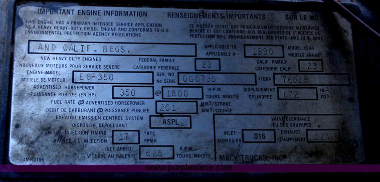 image for item G5534 1990 Mack CH613 dump truck