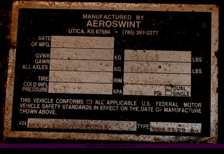 image for item G5538 2000 Aeroswint dump silage trailer