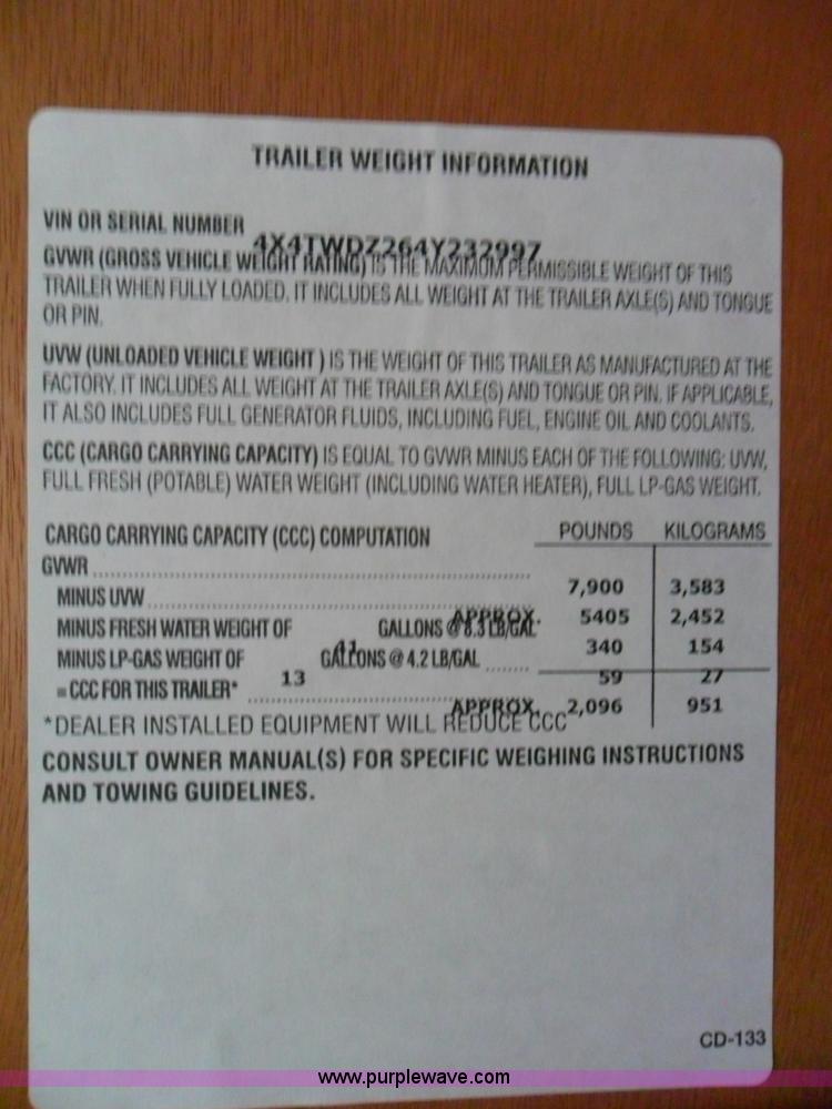 image for item B1628 2004 Wilderness 28' travel trailer camper