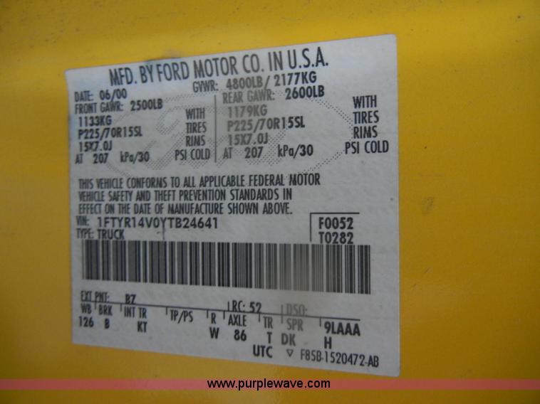 image for item D4735 2000 Ford Ranger XLT pickup truck