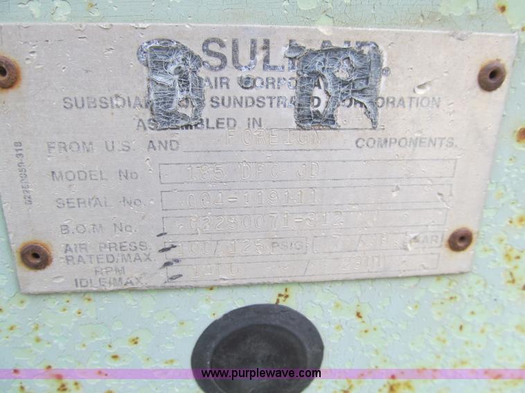 image for item D7011 Sullair 185DPQ portable air compressor