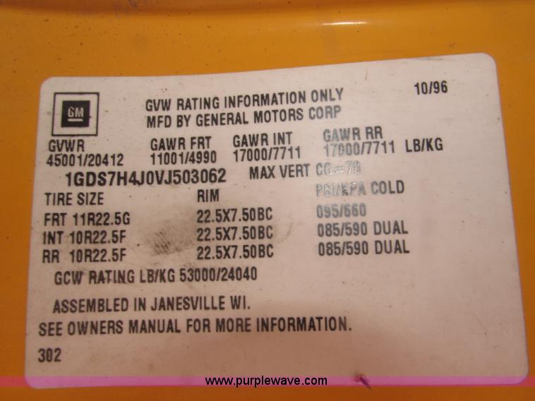 image for item B5259 1997 GMC C8500 dump truck