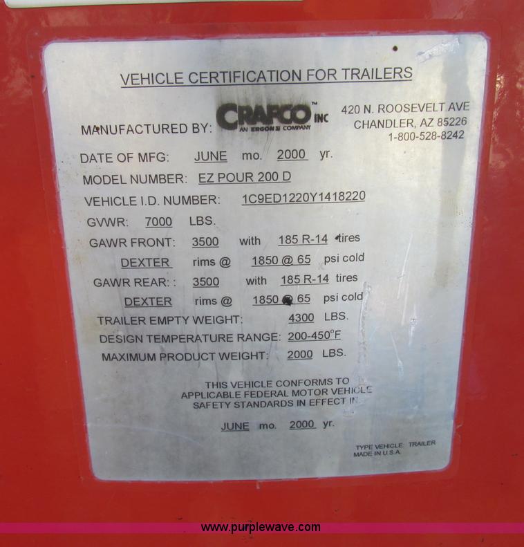 image for item E8159 2000 Craft Co E-Z Pour 200D crack seal machine