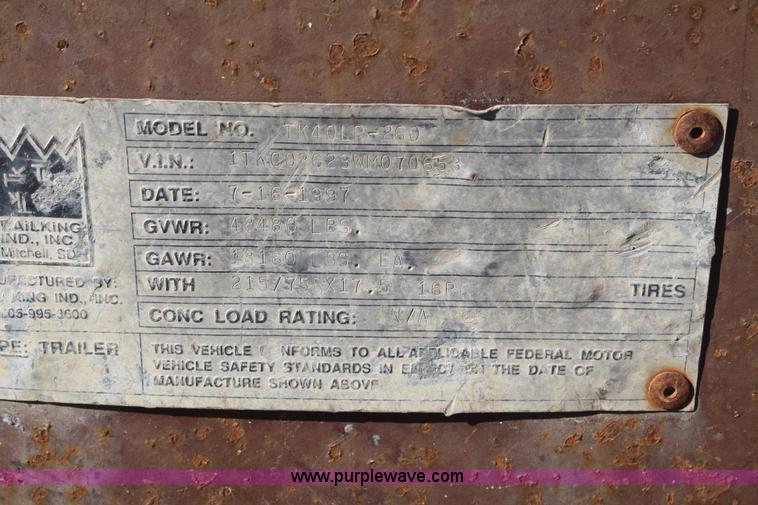 image for item F2706 1998 Trail King TK40LP-260 flatbed trailer