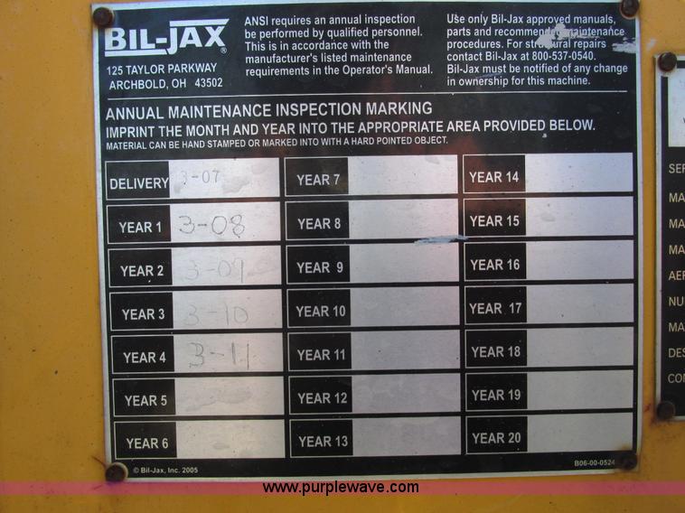 image for item F4029 2007 Bil-jax 3632T pull behind man lift