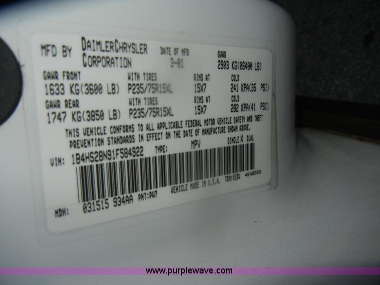 image for item D4728 2001 Dodge Durango SLT SUV