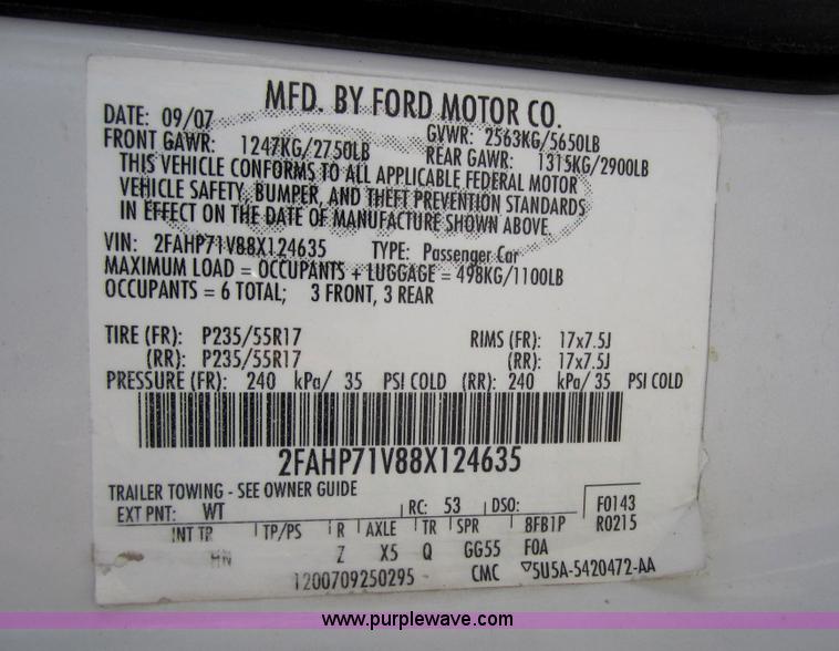 image for item D5703 2008 Ford Crown Victoria Police Interceptor