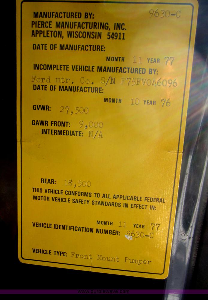 image for item D5714 1977 Ford F756 fire truck