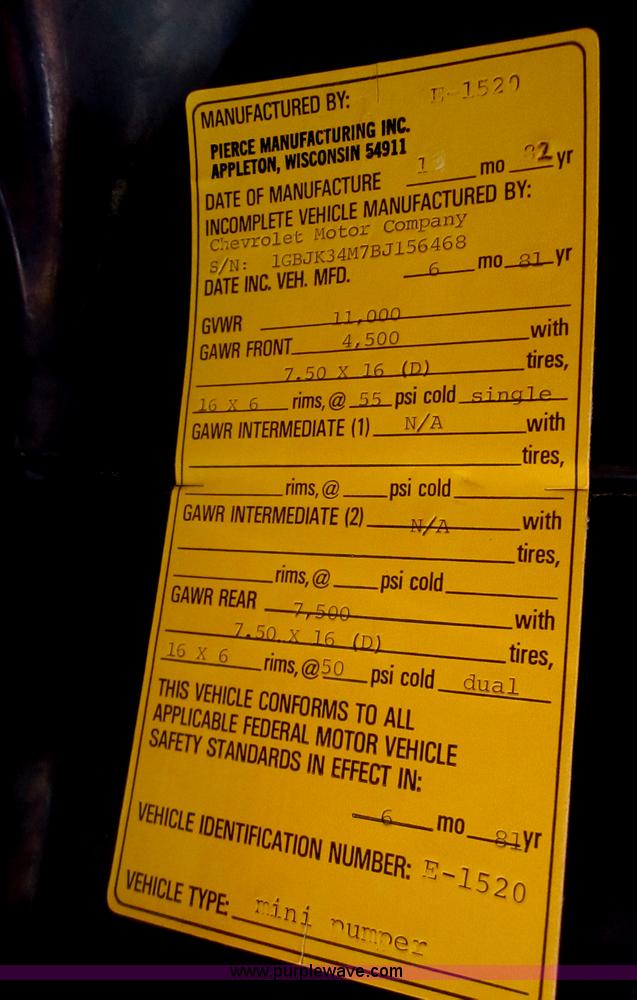 image for item D5715 1981 Chevrolet K30 fire truck