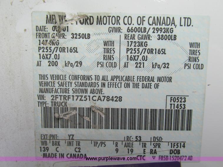 image for item F4006 2001 Ford F150 pickup truck