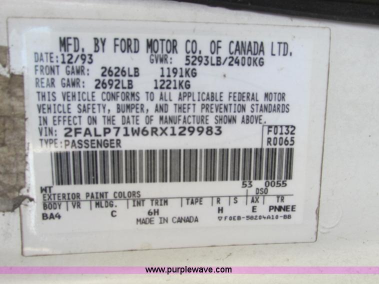 image for item F4009 1994 Ford Crown Victoria Police Interceptor