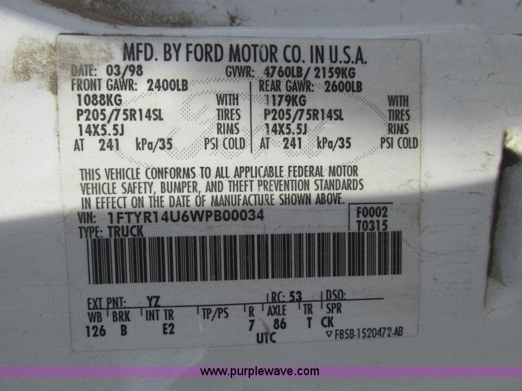 image for item F4010 1998 Ford Ranger SuperCab pickup truck