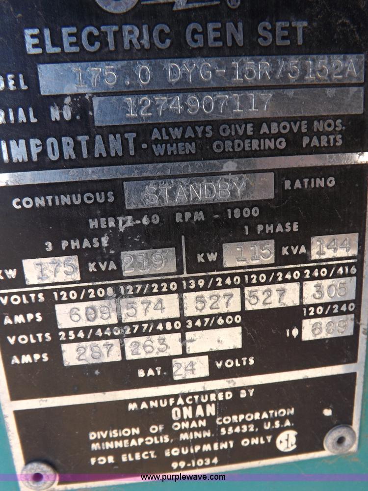 image for item F6273 Onan 175 KW generator