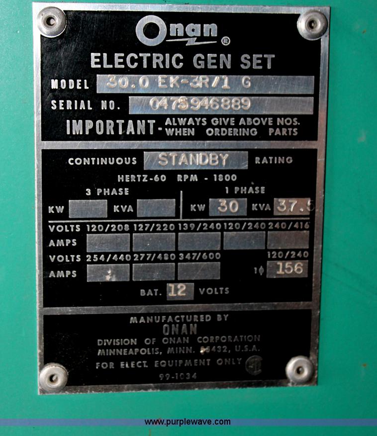 image for item C2894 Onan 30 kW generator