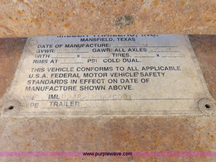 image for item F6174 1991 Miller 53' flatbed trailer