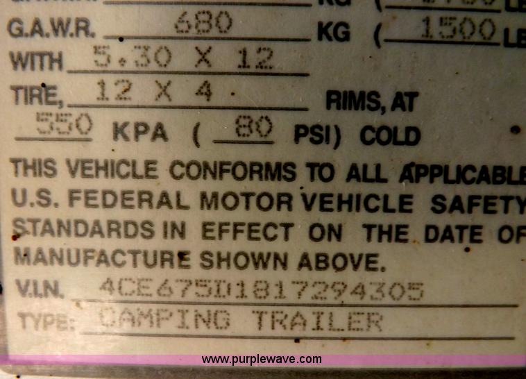 image for item F6200 2001 Coleman Taos popup camper