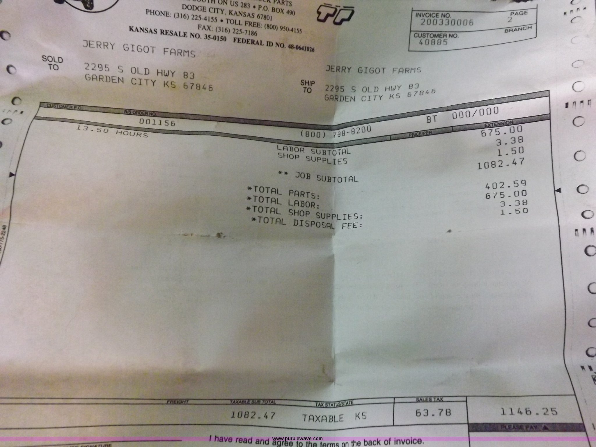 Truck transmission in Garden City, KS Item J9089 sold Purple Wave