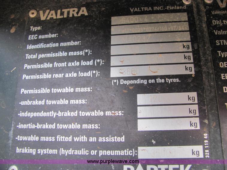 image for item C3109 2003 Valtra 6400 tractor