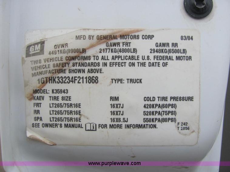image for item C3116 2004 GMC 3500 service truck