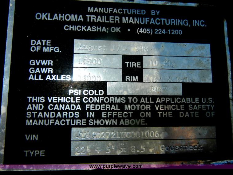 image for item D4661 1998 Oklahoma 35.5' gooseneck trailer