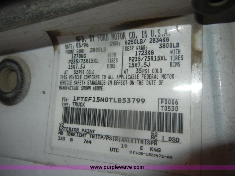 image for item D4708 1996 Ford F150 XL pickup truck