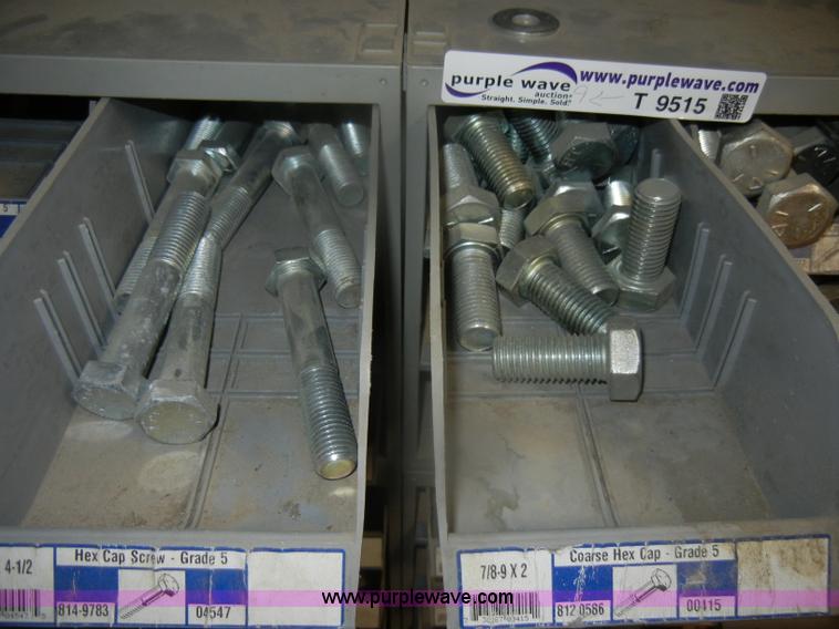 image for item T9515 (9) bins of assorted Grade 5 bolts, nuts, and washers