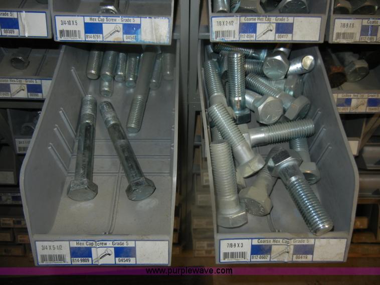 image for item T9515 (9) bins of assorted Grade 5 bolts, nuts, and washers