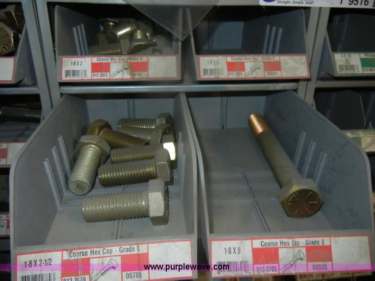 image for item T9516 (10) rows of assorted Grade 8 bolts, screws, nuts, and washers