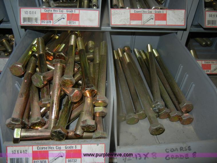 image for item T9516 (10) rows of assorted Grade 8 bolts, screws, nuts, and washers