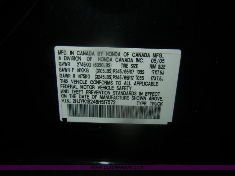 image for item D4681 2006 Honda Ridgeline RT pickup truck <br />Non-repairable title, parts only
