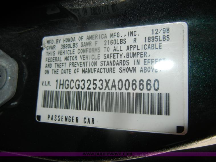 image for item D4684 1999 Honda Accord EX